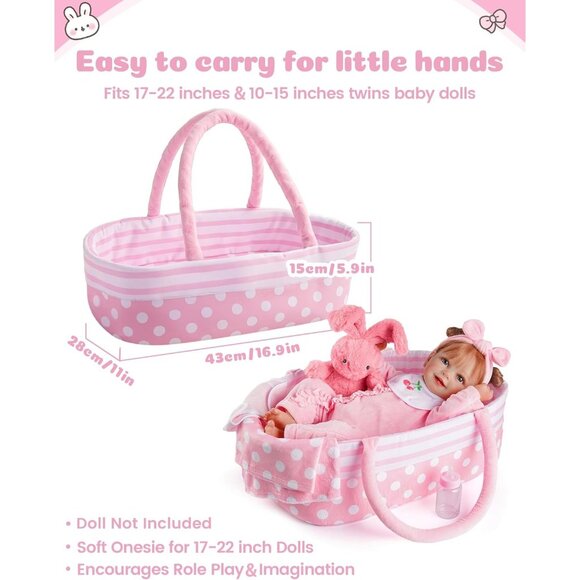 🆕 8 Pcs Baby Doll Accessories Dolls Clothes with Bassinet for 17-22 Inch Baby - Picture 2 of 7